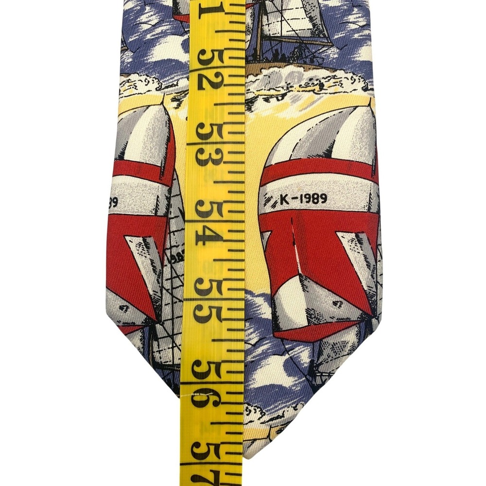Lands'‎ End Nautical Sailboat Sailing Boating Silk Necktie Men's 57"L 3 1/2"W - Picture 5 of 6